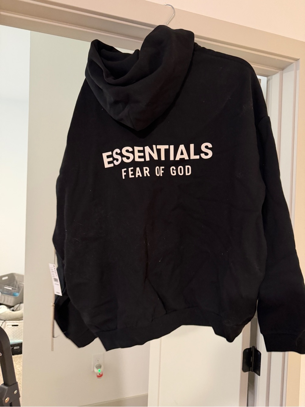 Essentials Fear of God Black Crewneck Sweatshirt with White Logo